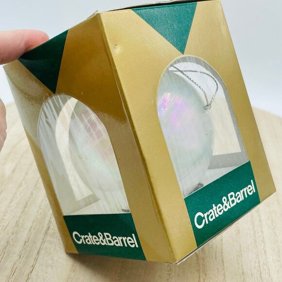 Crate & Barrel Iridescent Glass Sphere Ball Orb Christmas Tree Ornament NEW - Picture 4 of 5